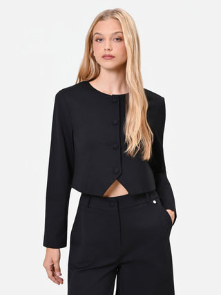 Black Cropped Punto Milano Jacket