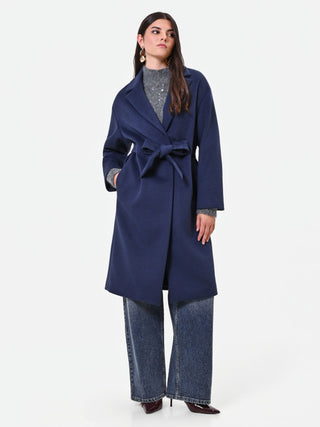Navy Blue Wrap Coat
