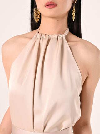 Top in Light Beige Satin