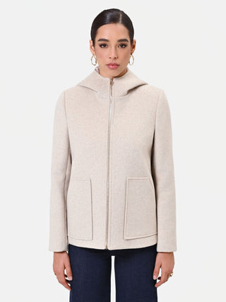 Giacca tortora beige con cappuccio