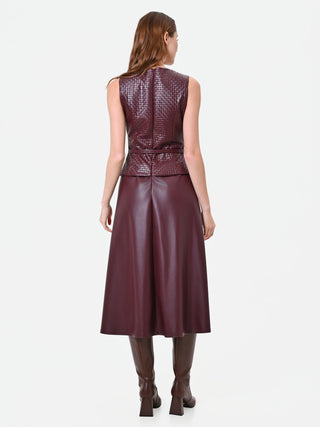Burgundy Faux Leather Dress with Woven Bodice Rinascimento Burgundy Faux Leather Dress with Woven Bodice Rinascimento