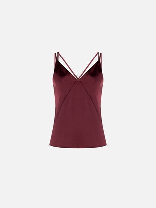 Top in raso bordeaux