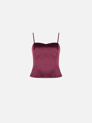 Top bustier in raso bordeaux