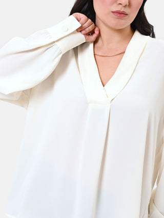 Blusa Curvy  panna con collo a scialle