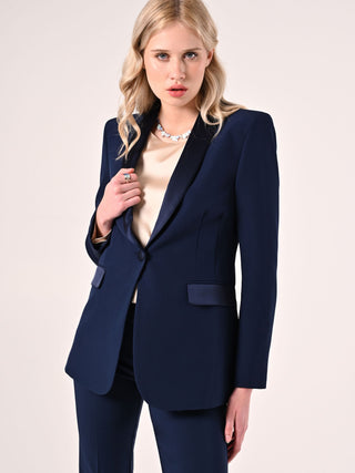 Blue Tuxedo-Lapel Jacket