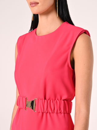 Fuchsia Cady Blouse with Belt