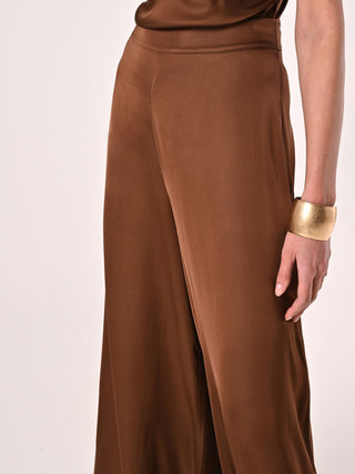 Pantaloni in Raso Marrone