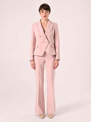 Flared Trousers in Pale Pink Technical Fabric