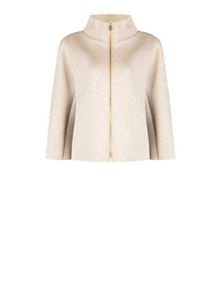 Taupe Beige Funnel-Neck Cropped Jacket