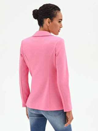 Pink Double-Breasted Blazer with Self-Covered Buttons