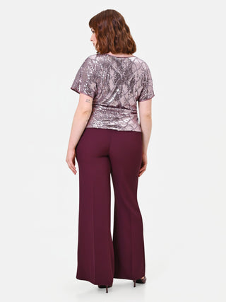 Pantalone Curvy a palazzo cady bordeaux rosso