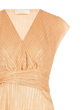 Golden sequin fabric top