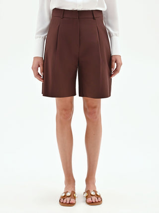 Bermuda cioccolato a vita alta con pences