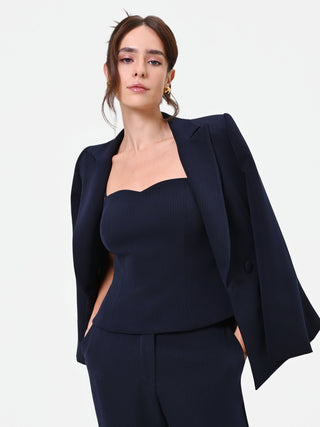 Top Studio bustier gessato blu navy