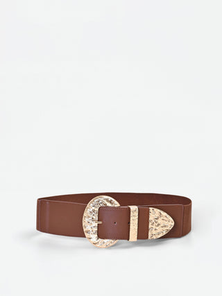 Ceinture haute chocolat à boucle effet martelé