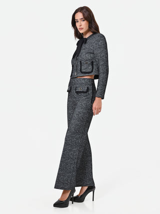 Black Bouclé Trousers with Patch Pockets