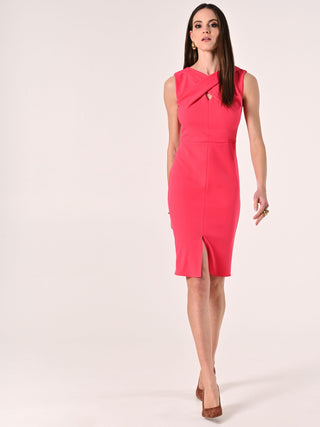 Robe fourreau cache-cœur fuchsia