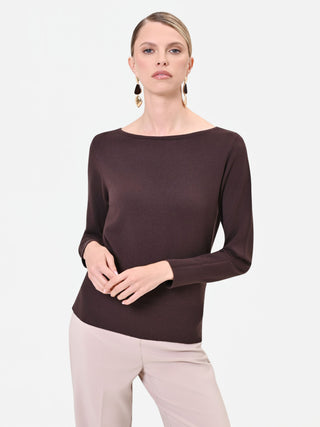 Maglia scollo a barchetta moro marrone