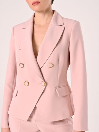 Pale Pink Double-breasted Jacket in Technical Fabric