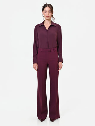 Pantalone Studio flare bordeaux in tessuto tecnico