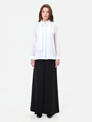Cremeweiße Georgette-Bluse mit Schluppe