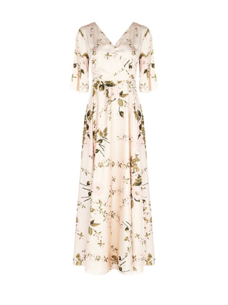 Langes Kleid mit Blumenmuster in Rosa