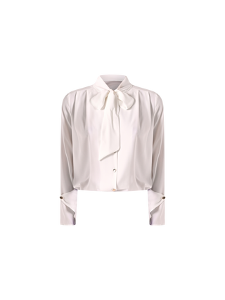 White Blouse with Bow and Darts