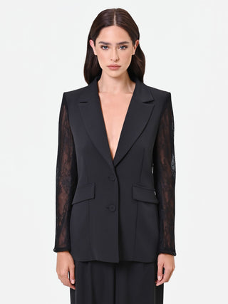 Blazer nero con maniche in pizzo