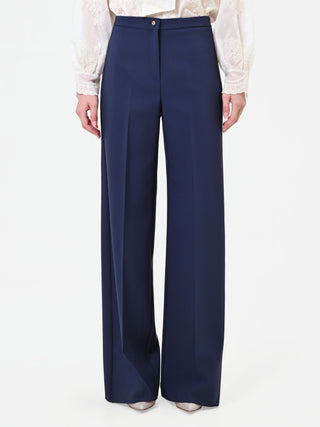 Marineblaue Palazzohose mit Bügelfalte