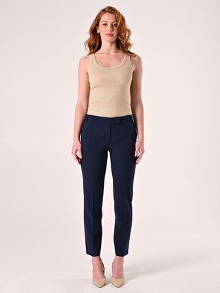 Blue Viscose-Blend Pants