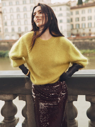 Soft green sweater Mixed mohair wool
