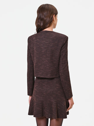 Dark Brown Cropped Basketweave Jacket