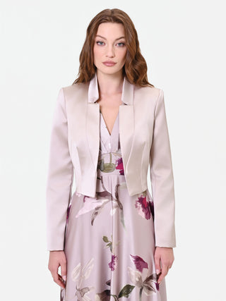 Taupe Beige Satin Bolero