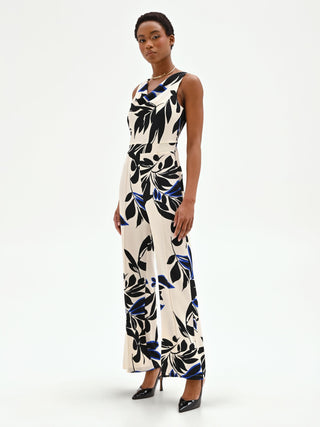 Flowy China Blue Print Jumpsuit