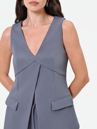 Grey Crossover Pleat Vest