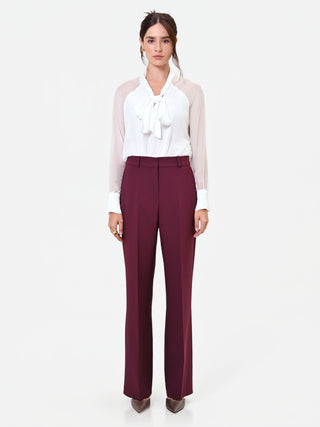 Pantalone Studio bordeaux rosso con piega centrale
