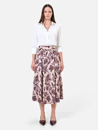 Jacquard-Rock mit floralem Muster in Bordeauxrot