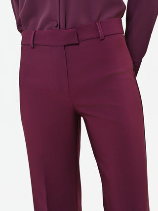 Pantalone Studio flare bordeaux in tessuto tecnico