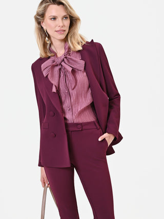 Bordeauxroter Zweireiher-Blazer aus Scuba-Crêpe