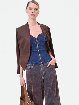 Bustier-Weste aus indigoblauem Denim