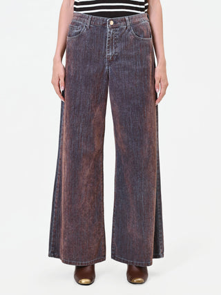 Pantaloni jeans wide leg marrone sfumato