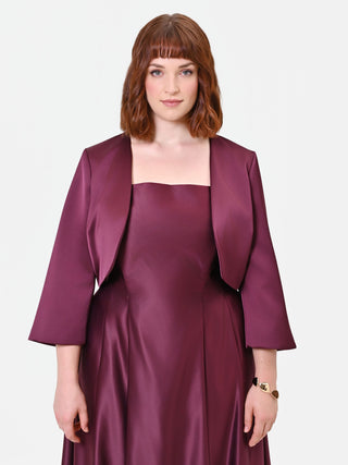 Curvy Burgundy Red Satin Shrug with Zip
