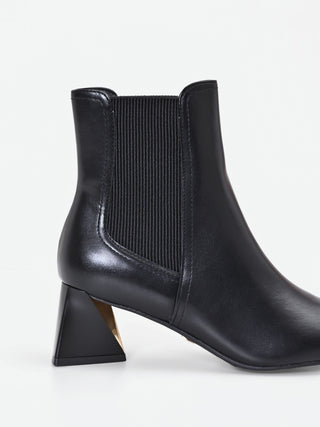 Black Sculptural Heel Ankle Boot