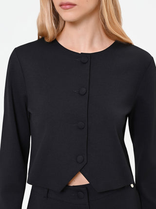 Black Cropped Punto Milano Jacket