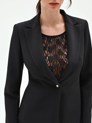 Black Blazer with Monogram Button