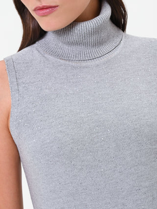 Light Grey Sleeveless Turtleneck Sweater