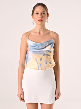 Top aus Satin mit Schmuckträgern