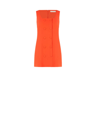 Robe fourreau orange avec boutons sertis