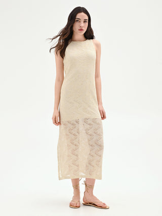 Geometric Gold Knit Maxi Dress