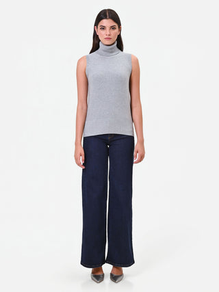 Light Grey Sleeveless Turtleneck Sweater